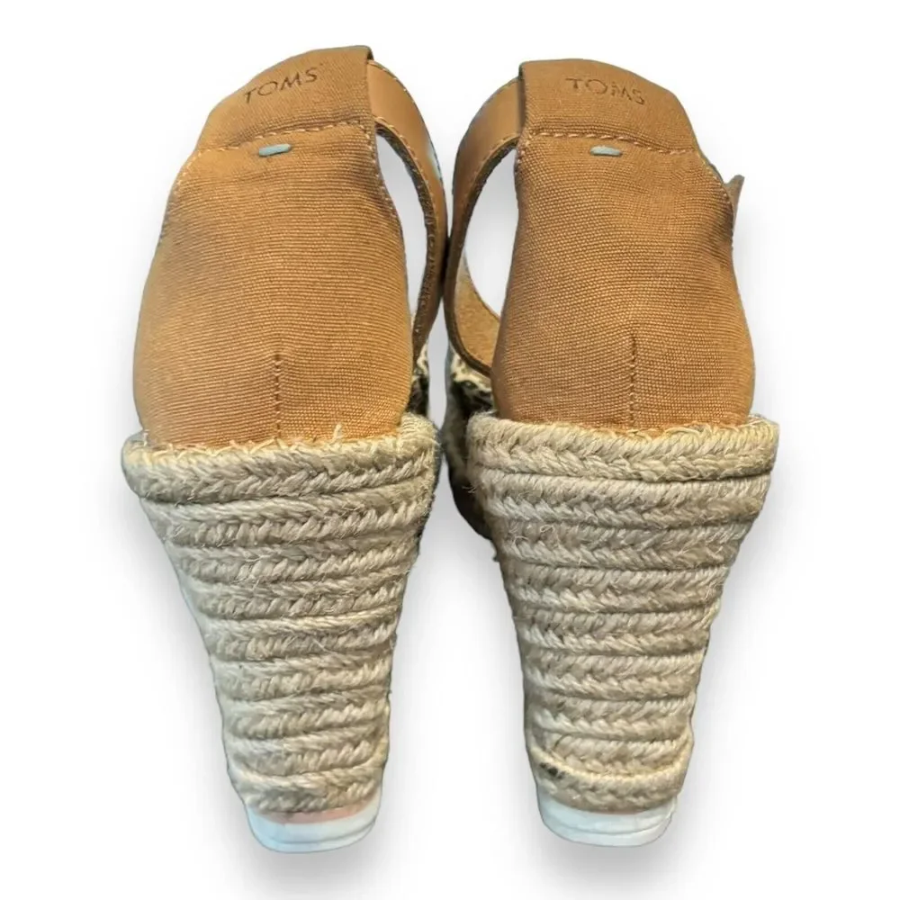 TOMS Mini‎ Leopard Print  MARISOL Ankle Strap Heeled Espadrilles SZ 9
